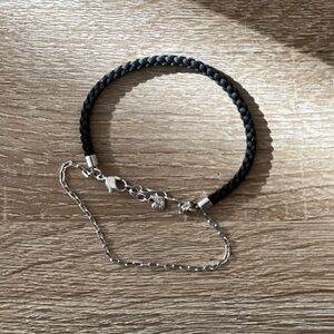 Brand new swarovski Black Braided Bracelet with Silver Chain